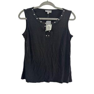 JM Collection Black Sleeveless Top With Stud Accents Size S
